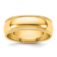 14KY 6.5mm Milgrain Half Round Band-M065