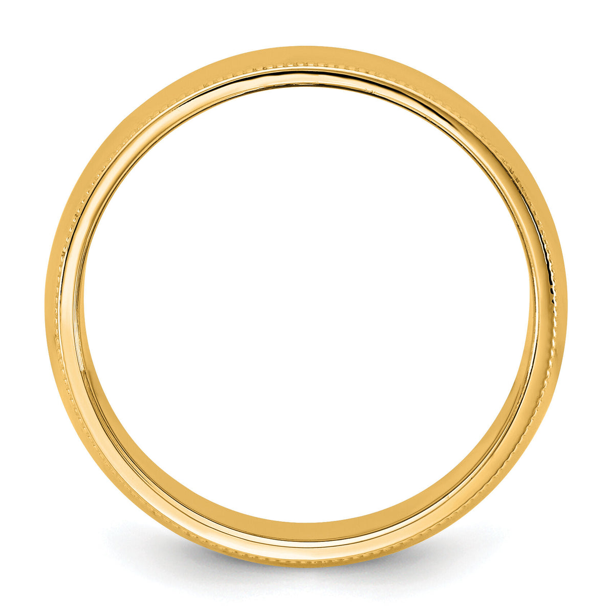 14KY 7mm Milgrain Half Round Band-M070