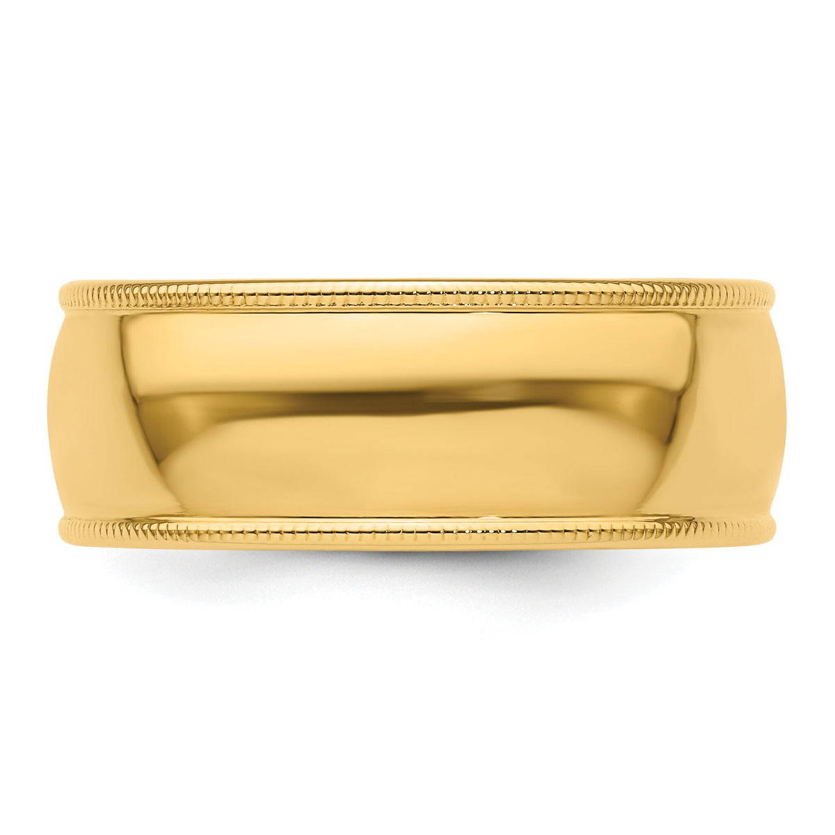 14KY 8mm Milgrain Half Round Band-M080