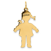 14k Plain Polished Large Girl Charm-M116