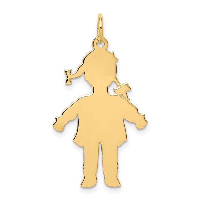 14k Plain Polished Large Girl Charm-M116