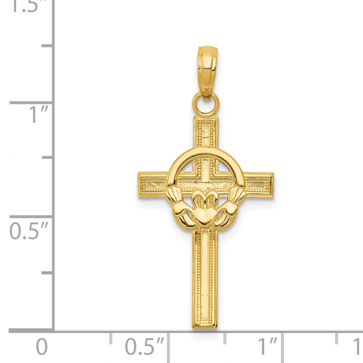 14k Polished Claddagh Cross Pendant-M1338