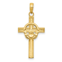 14k Polished Claddagh Cross Pendant-M1338