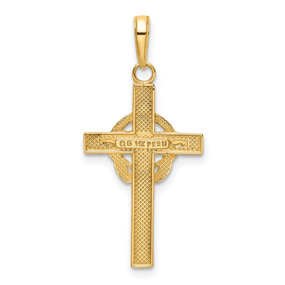 14k Green Enameled Claddagh Cross Pendant-M1338EG