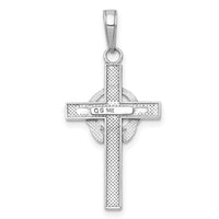 14k White Gold Polished Claddagh Cross Pendant-M1338W