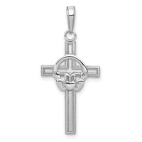 14k White Gold Polished Claddagh Cross Pendant-M1338W