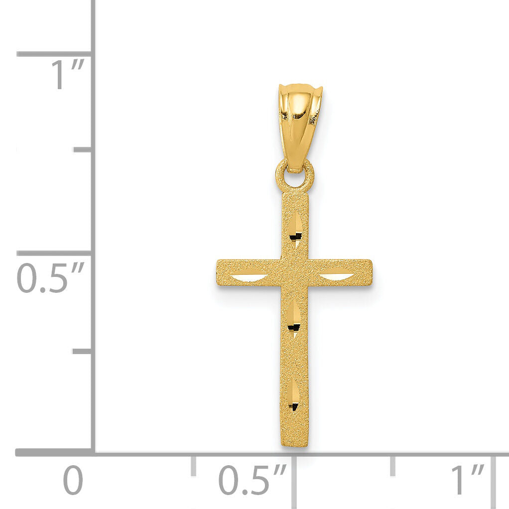 14K Satin Diamond-Cut Cross Pendant-M1344