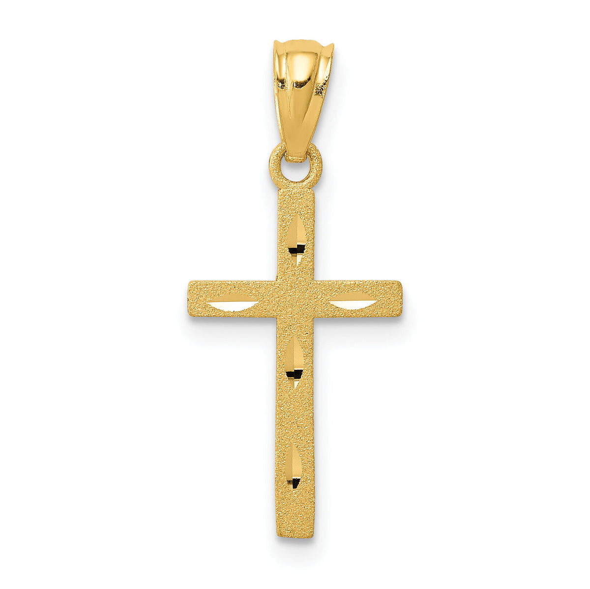 14K Satin Diamond-Cut Cross Pendant-M1344