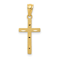 14K Satin Diamond-Cut Cross Pendant-M1344