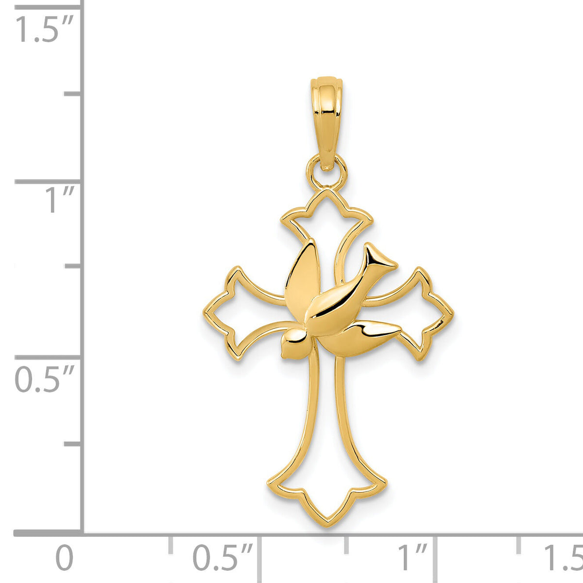 14k Dove Cross Pendant-M1382
