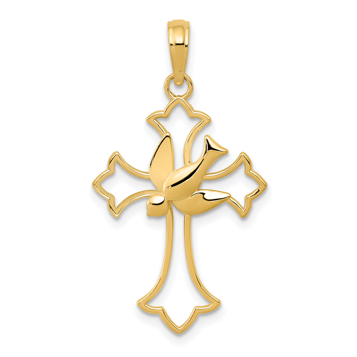 14k Dove Cross Pendant-M1382