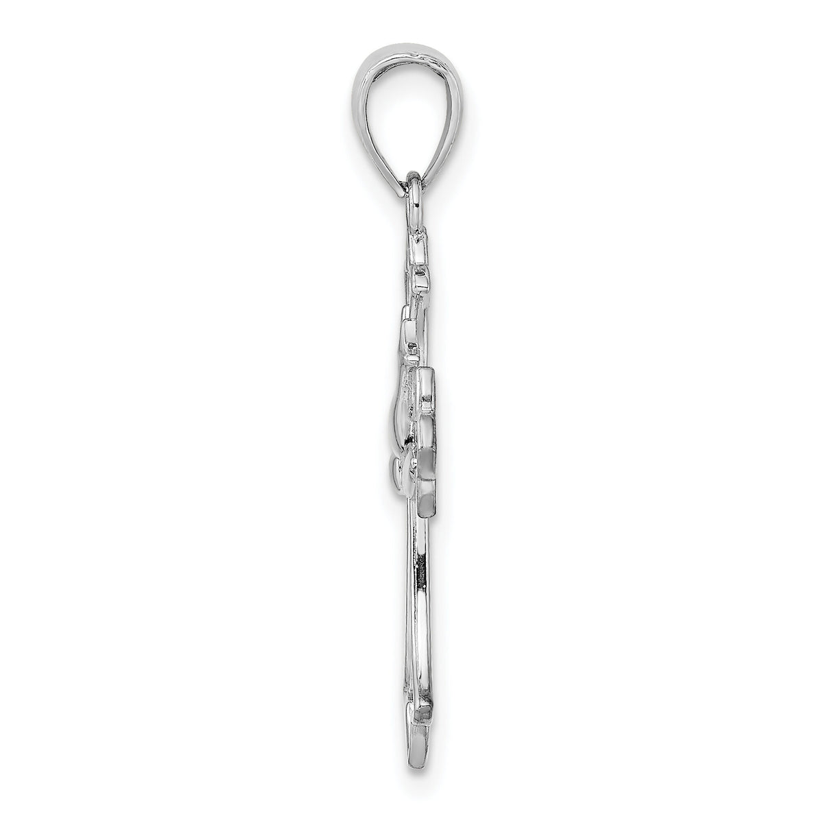 14K White Gold Polished Cross w/ Dove Charm-M1382W