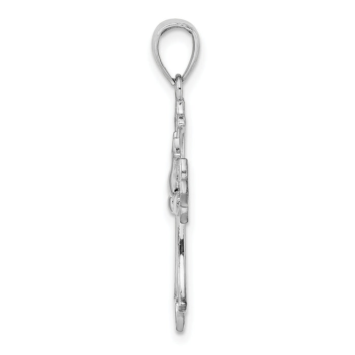 14K White Gold Polished Cross w/ Dove Charm-M1382W