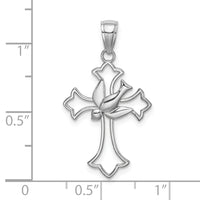 14K White Gold Polished Cross w/ Dove Charm-M1382W