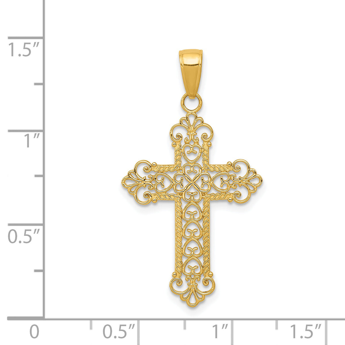 14k Fleur De Lis Cross Charm-M1386