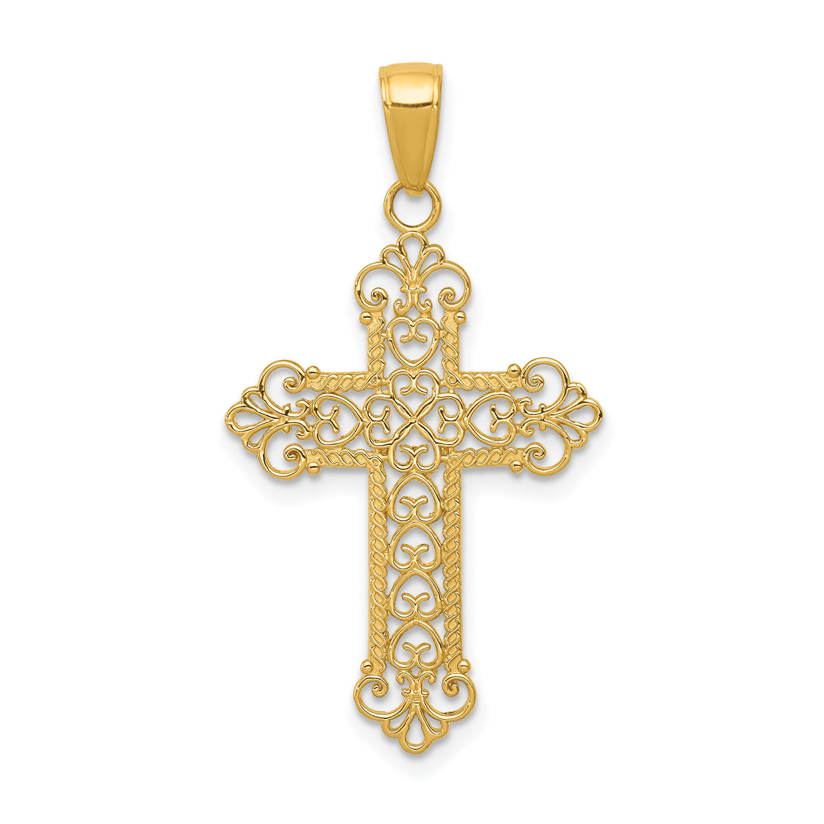 14k Fleur De Lis Cross Charm-M1386
