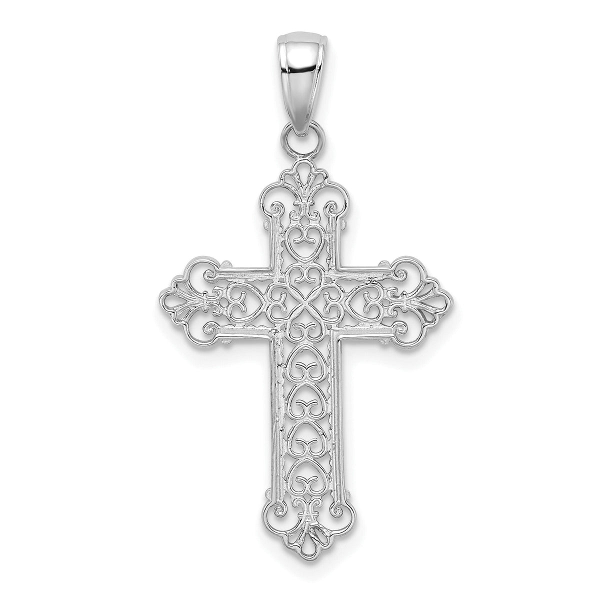 14K White Gold Fleur De Lis Cross Charm-M1386W