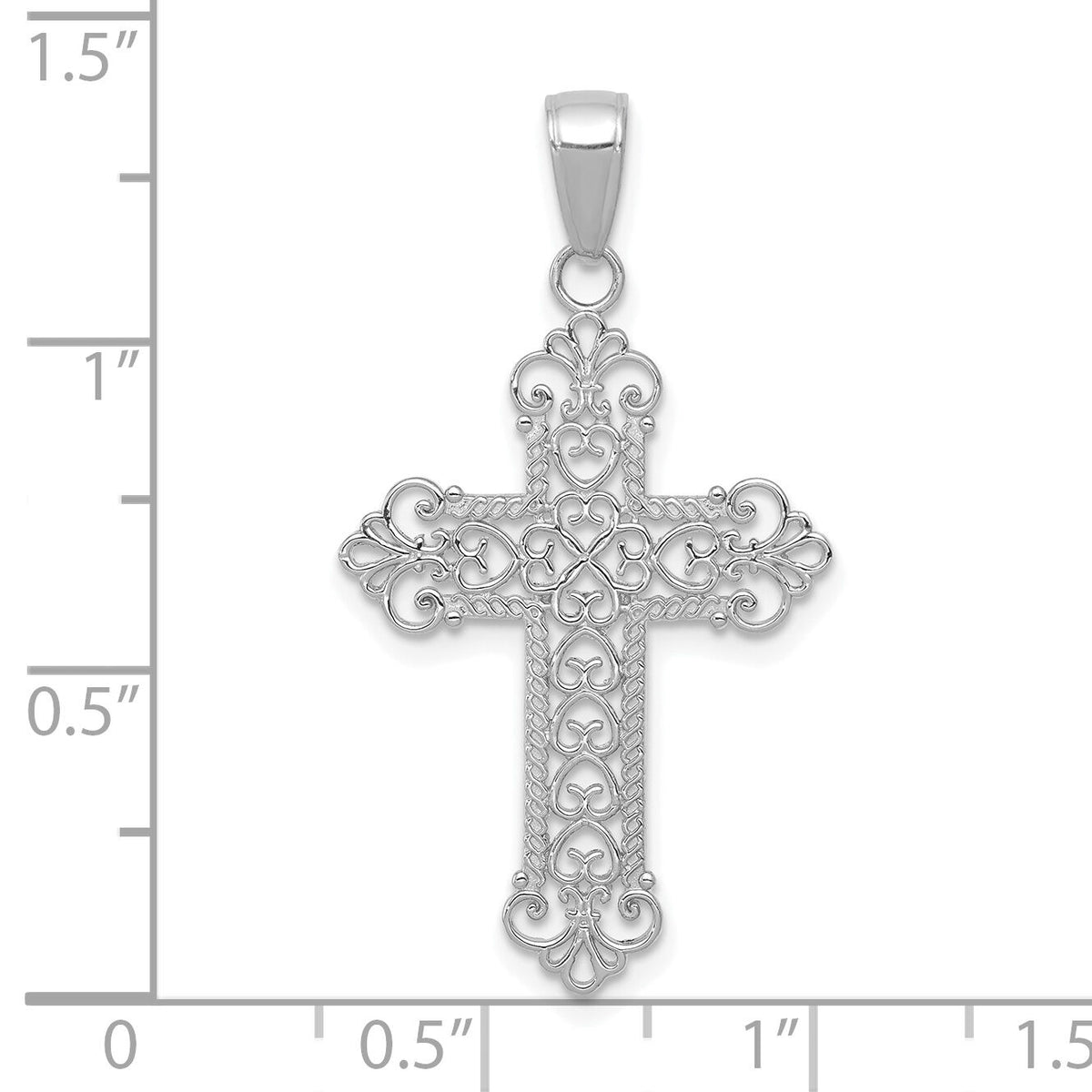 14K White Gold Fleur De Lis Cross Charm-M1386W