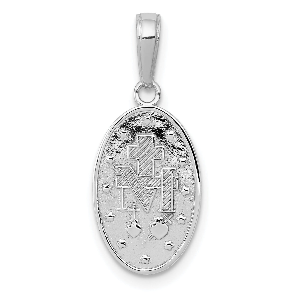 14k White Gold Miraculous Medal Pendant-M1431W
