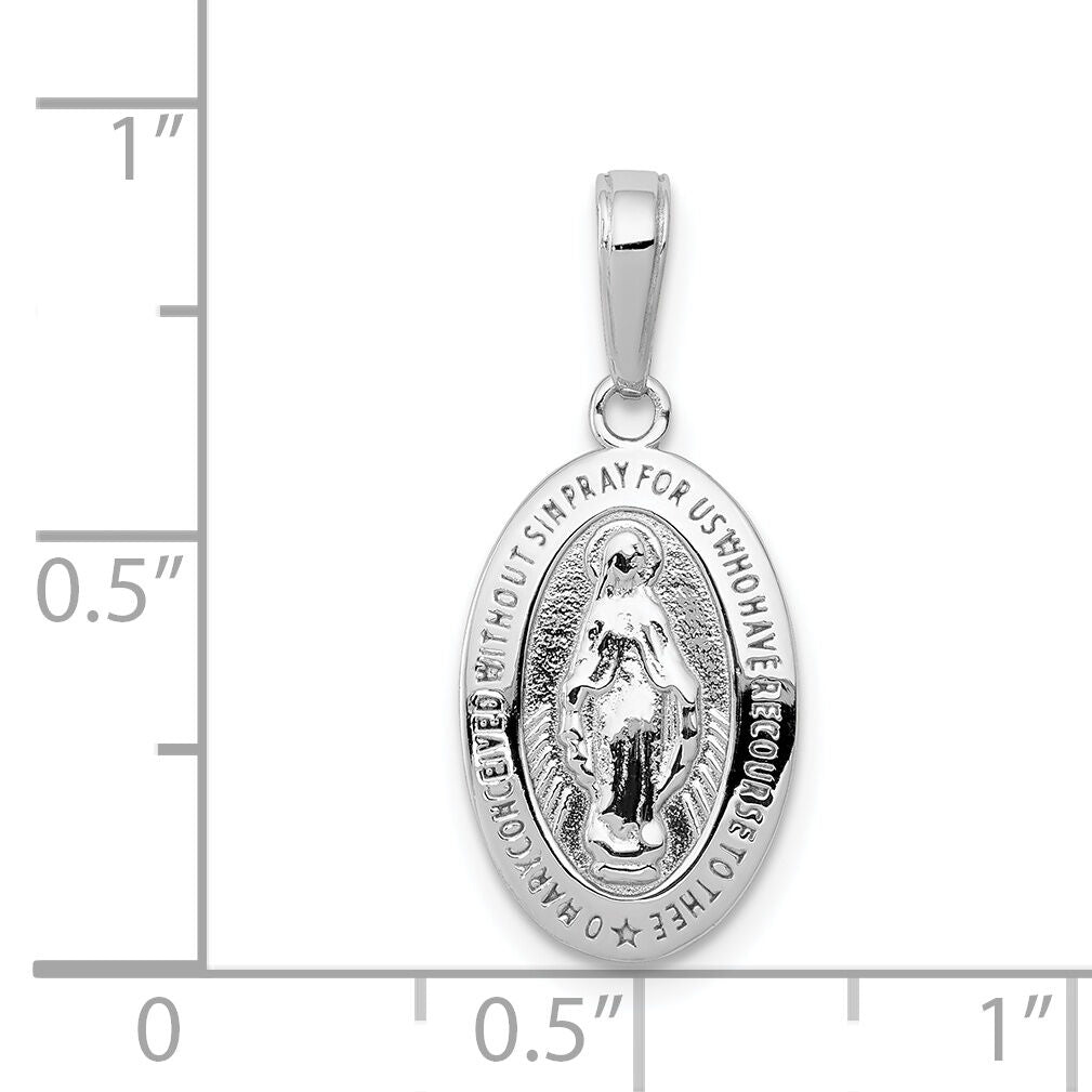 14k White Gold Miraculous Medal Pendant-M1431W