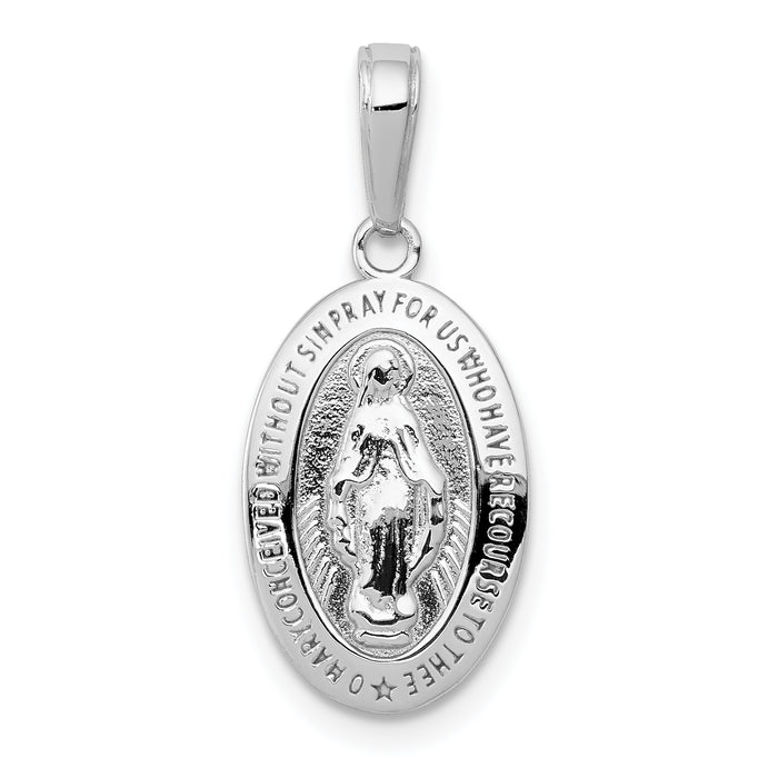 14k White Gold Miraculous Medal Pendant-M1431W