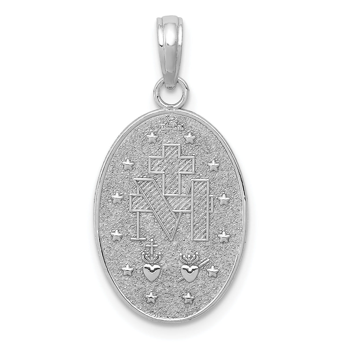 14k White Gold Miraculous Medal Pendant-M1432W
