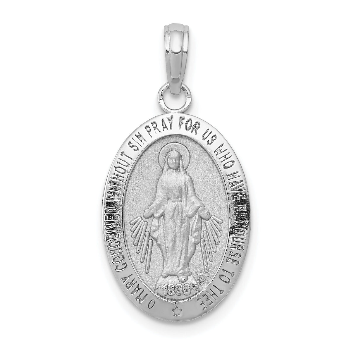 14k White Gold Miraculous Medal Pendant-M1432W
