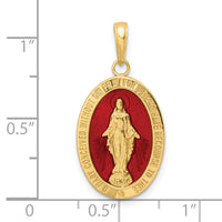 14k Red Enameled Miraculous Medal Pendant-M1433ER