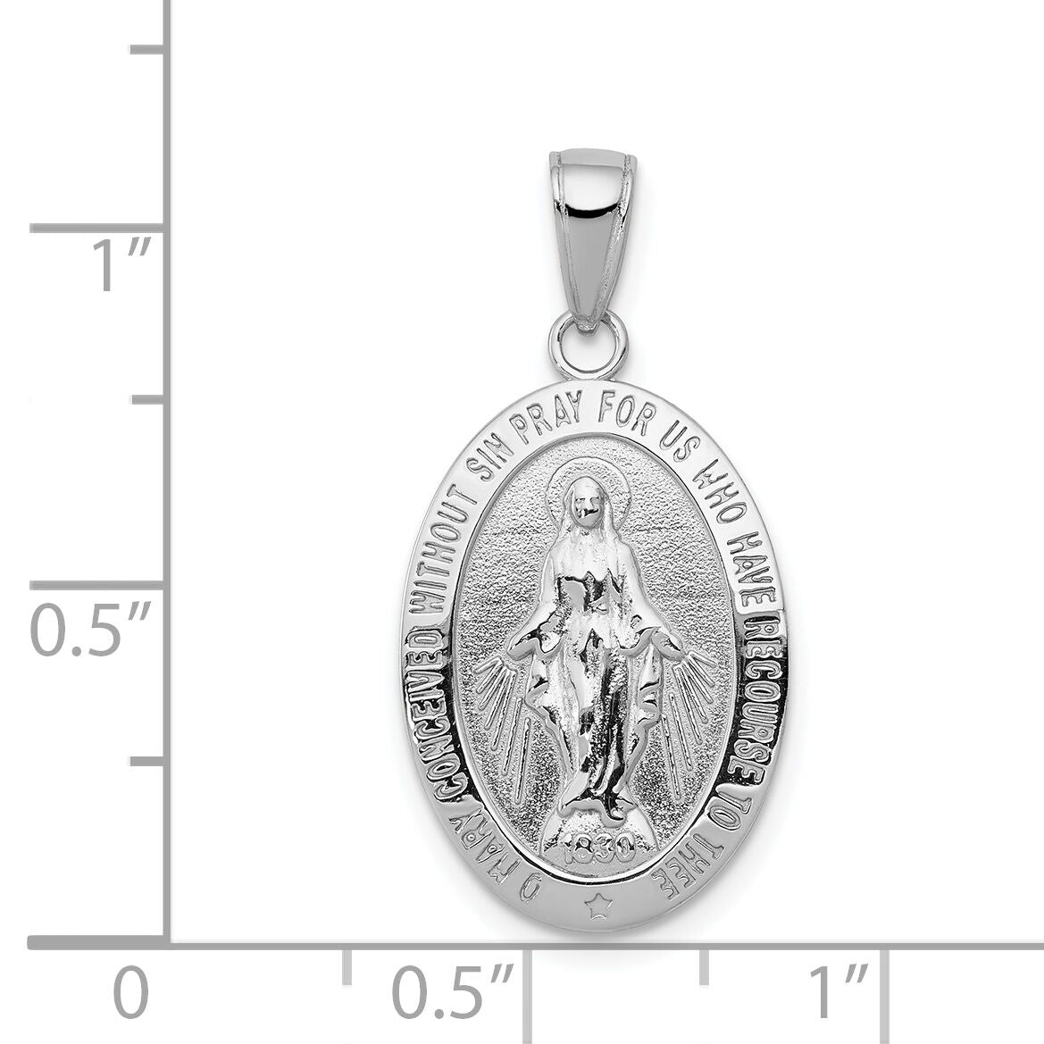 14k White Gold Miraculous Medal Pendant-M1433W
