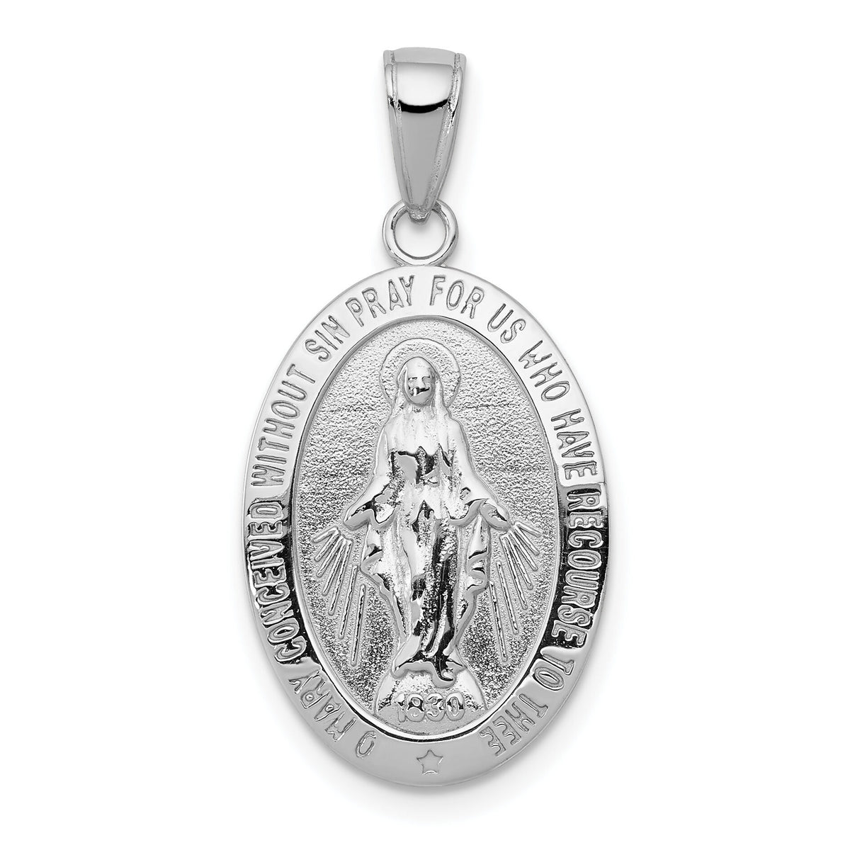 14k White Gold Miraculous Medal Pendant-M1433W