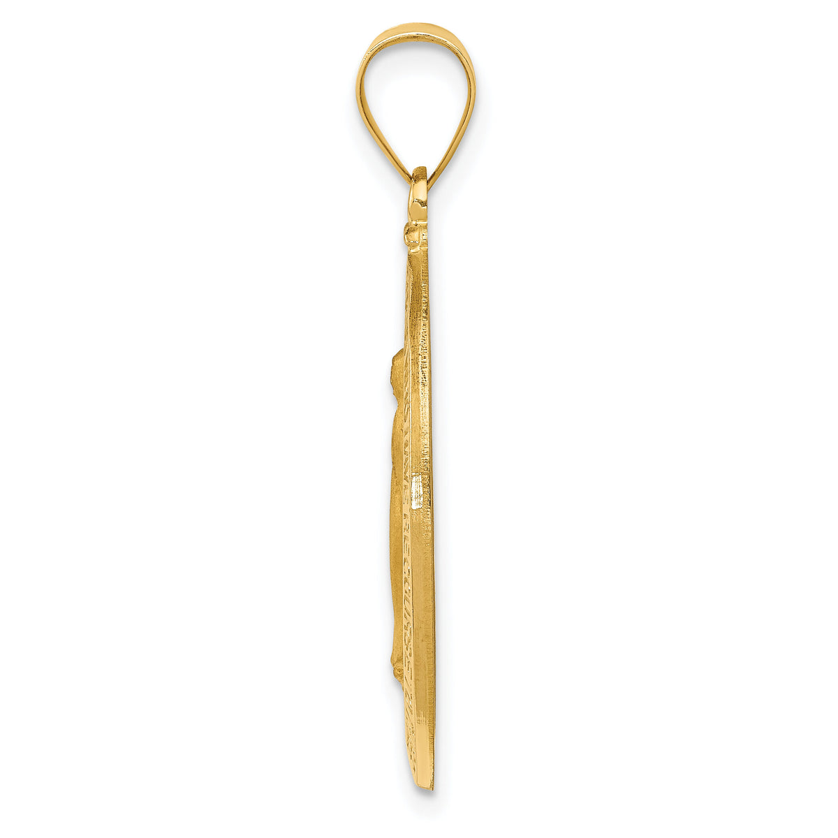 14k Hollow Miraculous Medal Oval Pendant-M1434