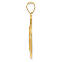 14k Hollow Miraculous Medal Oval Pendant-M1434