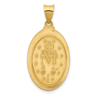 14k Hollow Miraculous Medal Oval Pendant-M1434