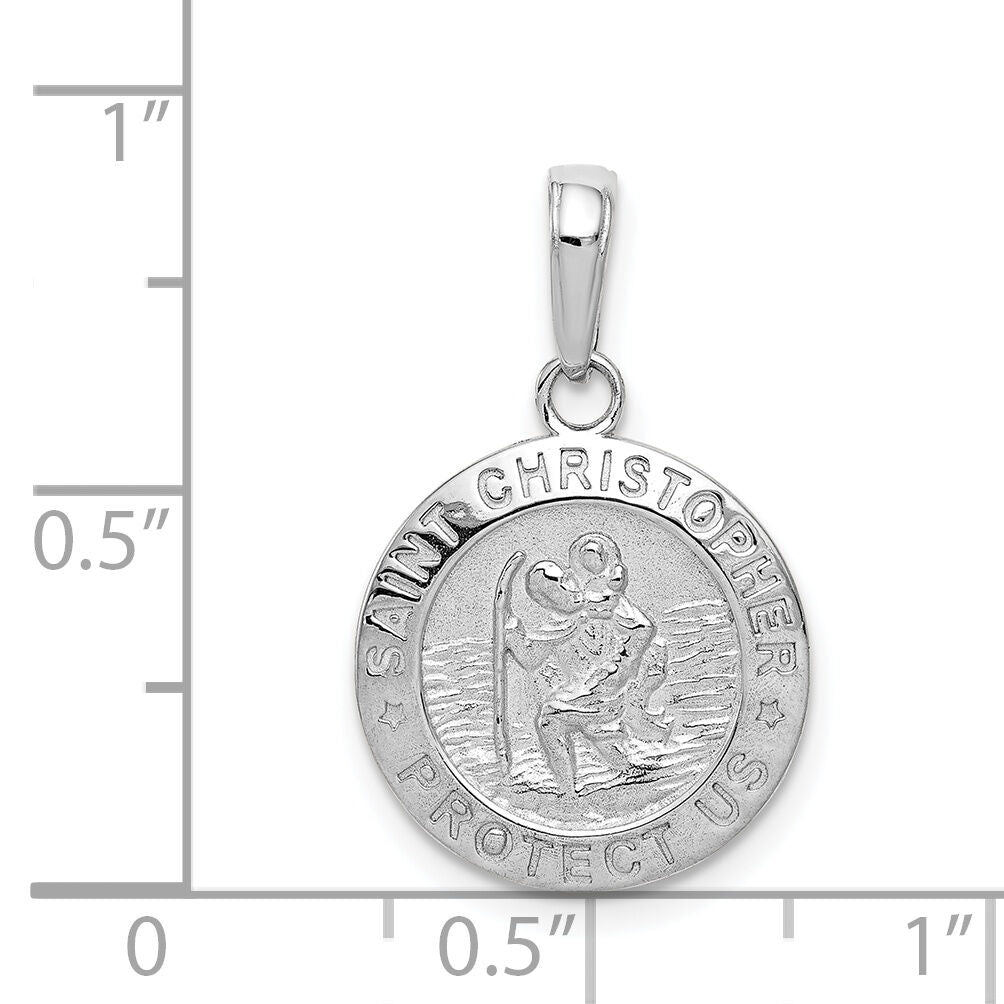 14k White Gold Saint Christopher Medal Charm-M1454W