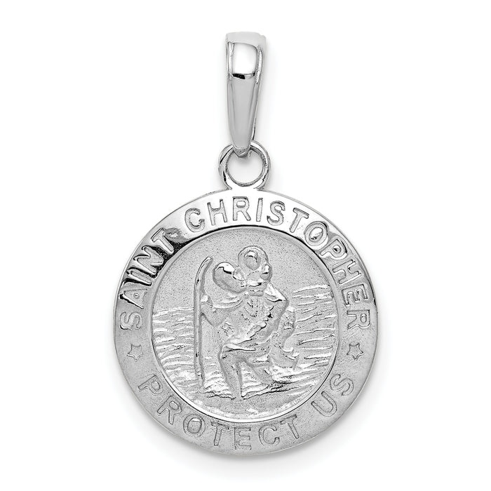 14k White Gold Saint Christopher Medal Charm-M1454W