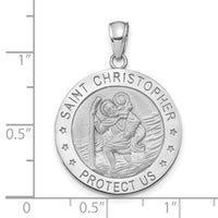 14K White Gold Polished / Satin Christopher Medal Charm-M1484W