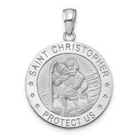 14K White Gold Polished / Satin Christopher Medal Charm-M1484W