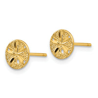 14k Diamond-Cut Sand Dollar Post Earrings-M1592