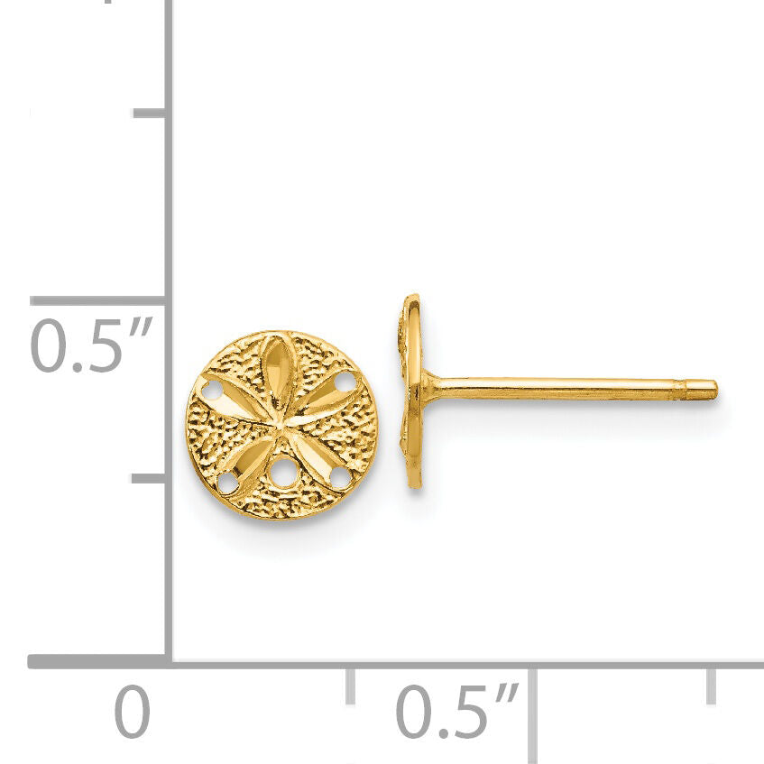 14k Diamond-Cut Sand Dollar Post Earrings-M1592