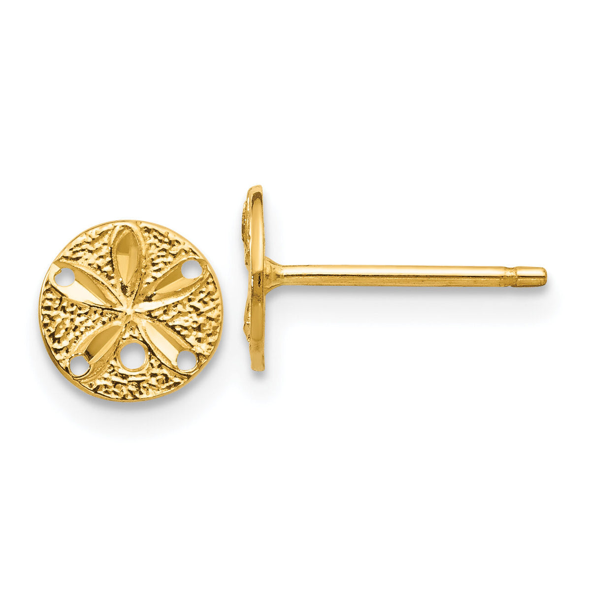 14k Diamond-Cut Sand Dollar Post Earrings-M1592