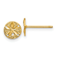 14k Diamond-Cut Sand Dollar Post Earrings-M1592
