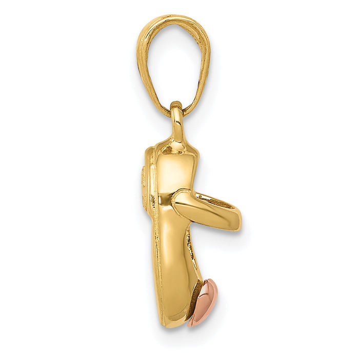 14k  3D Two-tone Baby Shoe Charm-M1745