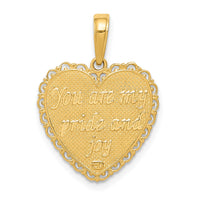 14k Reversible FOR MY DAUGHTER Heart Pendant-M175