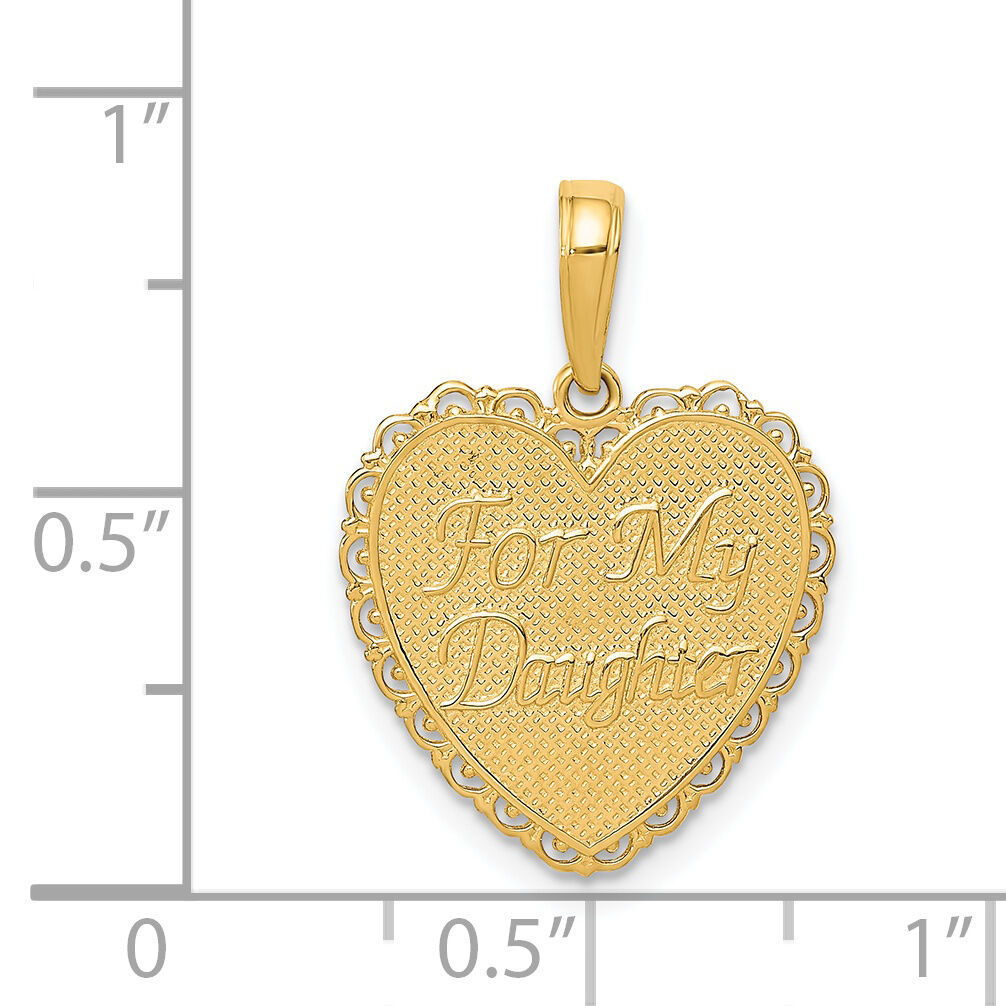 14k Reversible FOR MY DAUGHTER Heart Pendant-M175