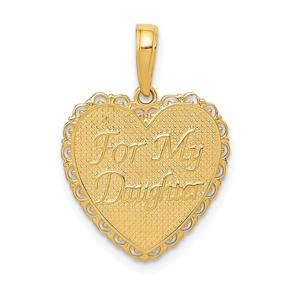14k Reversible FOR MY DAUGHTER Heart Pendant-M175