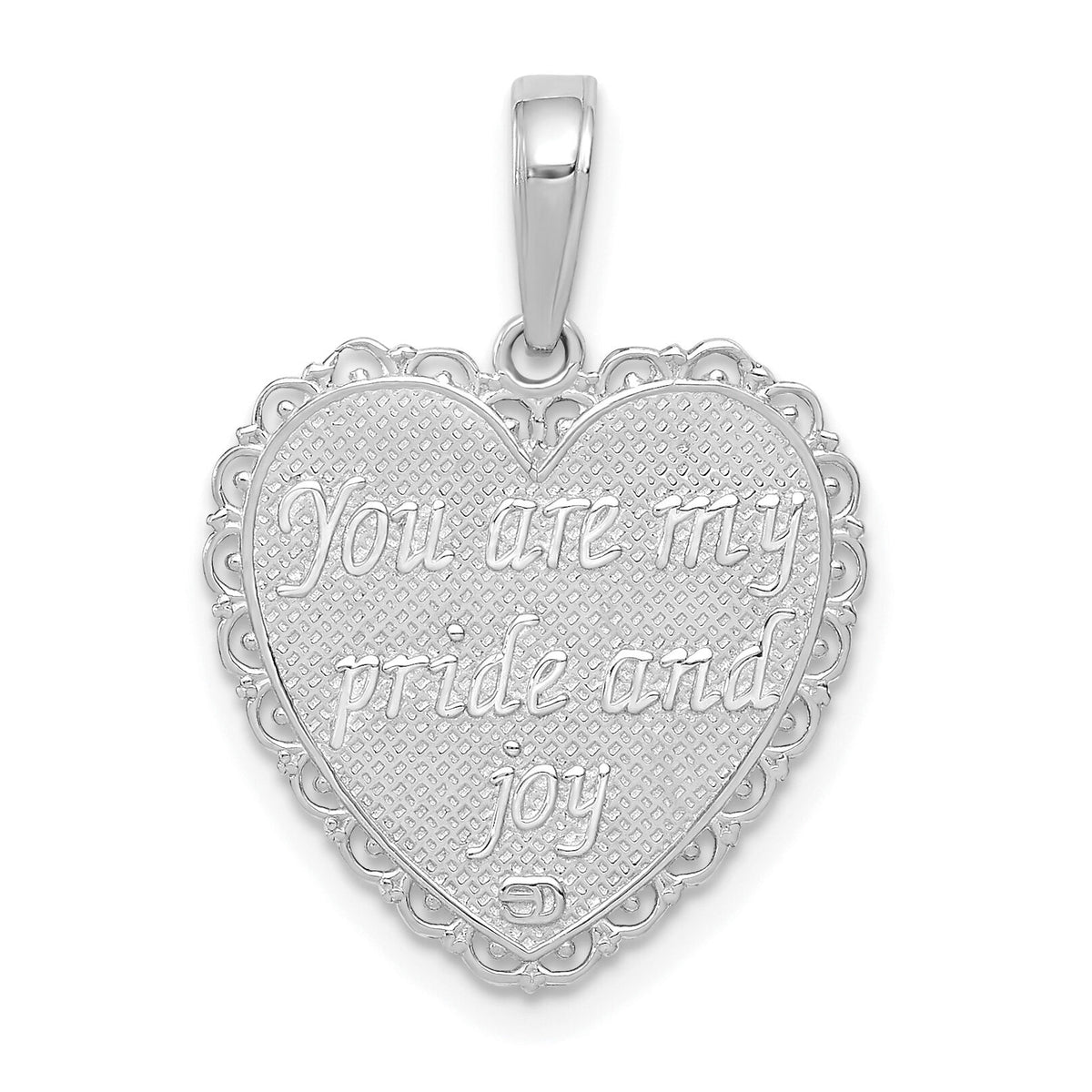 14K White Gold Reversible FOR MY DAUGHTER Heart Pendant-M175W