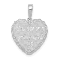 14K White Gold Reversible FOR MY DAUGHTER Heart Pendant-M175W