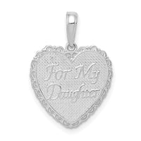 14K White Gold Reversible FOR MY DAUGHTER Heart Pendant-M175W