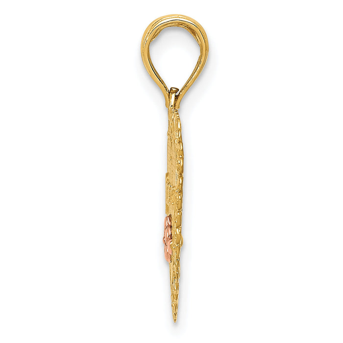 14k Two-Tone GRANDMA Heart w/Flower Charm-M1805