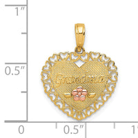 14k Two-Tone GRANDMA Heart w/Flower Charm-M1805